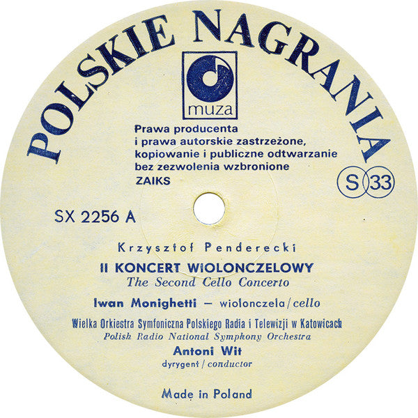 Krzysztof Penderecki : II Koncert Wiolonczelowy = The Second Cello Concerto (LP)