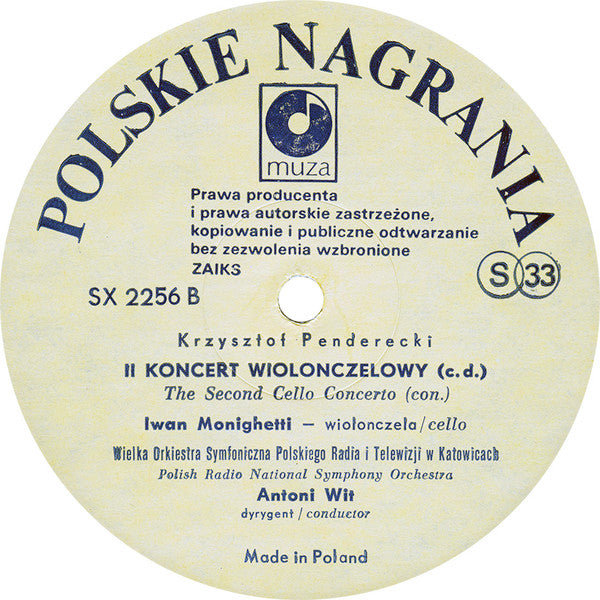 Krzysztof Penderecki : II Koncert Wiolonczelowy = The Second Cello Concerto (LP)