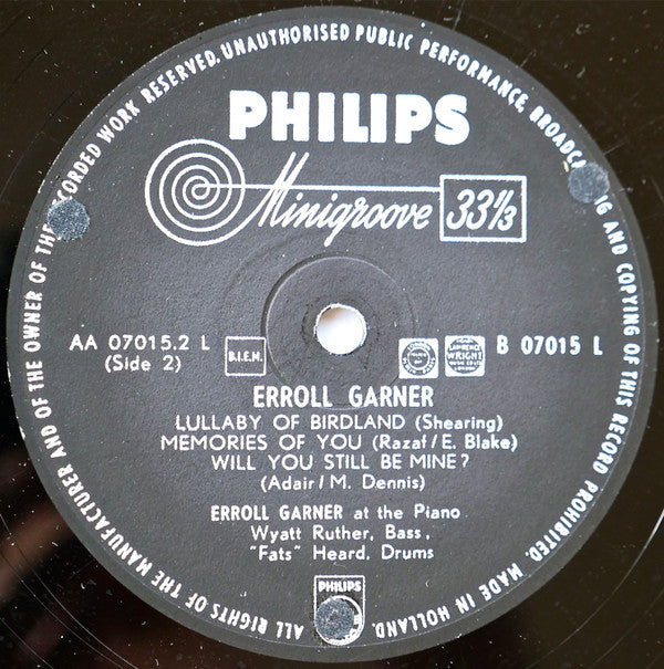 Erroll Garner : Erroll Garner (LP, Album, Mono)