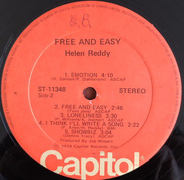 Helen Reddy : Free And Easy (LP, Album)