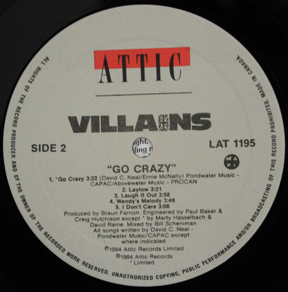 Villains (4) : Go Crazy (LP, Album)