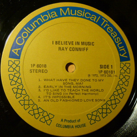 Ray Conniff : I Believe In Music (LP, Comp)