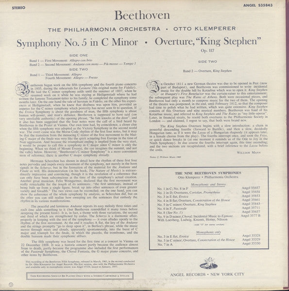 Ludwig van Beethoven / Otto Klemperer, Philharmonia Orchestra : Symphony No. 5 (LP)