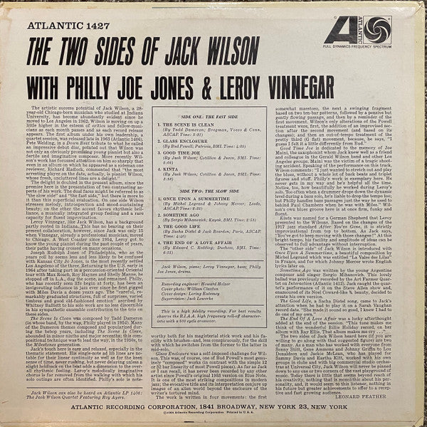 Jack Wilson With "Philly" Joe Jones & Leroy Vinnegar : The Two Sides Of Jack Wilson (LP, Album, Mono)