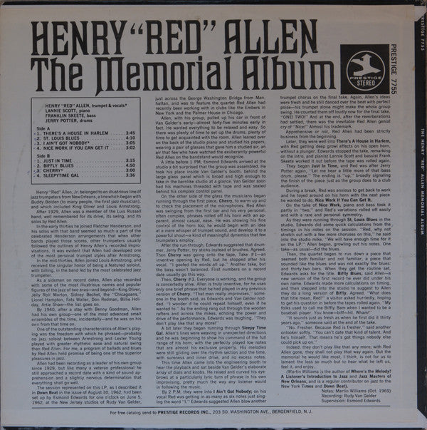 Henry "Red" Allen : The Henry "Red" Allen Memorial Album (LP, Album, RE)