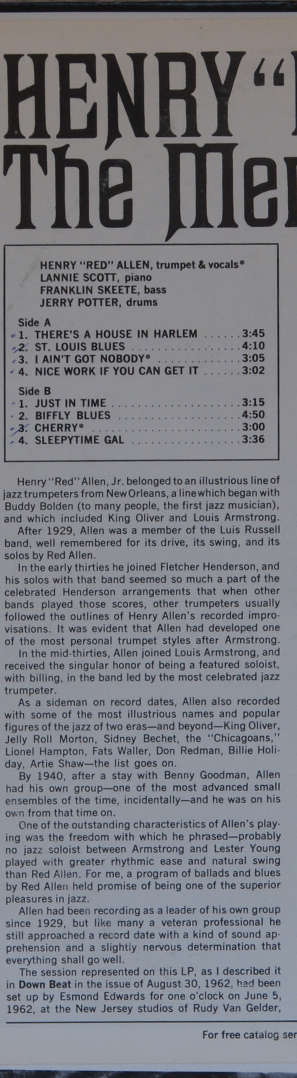 Henry "Red" Allen : The Henry "Red" Allen Memorial Album (LP, Album, RE)