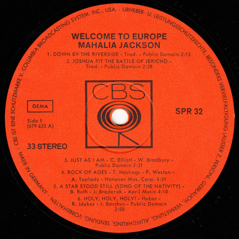 Mahalia Jackson : Welcome To Europe (LP, Comp)