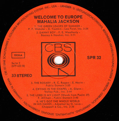 Mahalia Jackson : Welcome To Europe (LP, Comp)