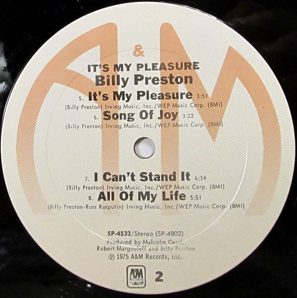 Billy Preston : It's My Pleasure (LP, Album)