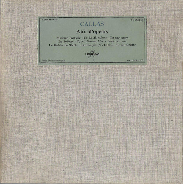 Maria Callas : Airs D'Opéras (10", Mono)