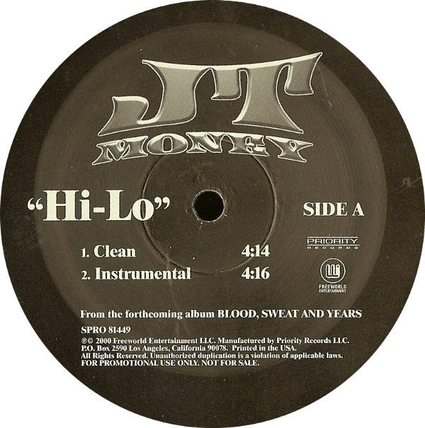 JT Money : Hi-lo (12", Promo)