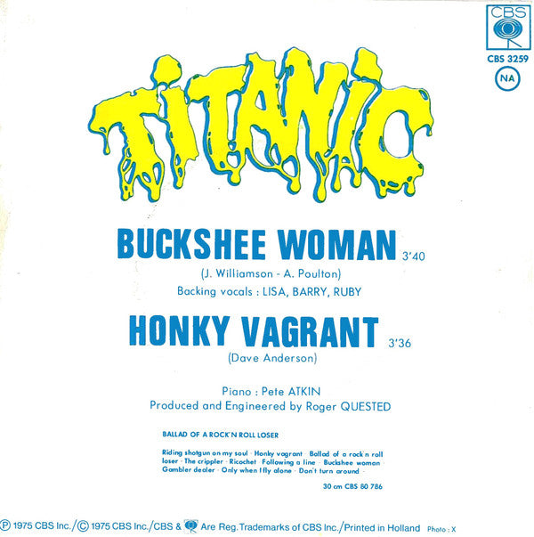 Titanic (3) : Buckshee Woman / Honky Vagrant (7", Single)