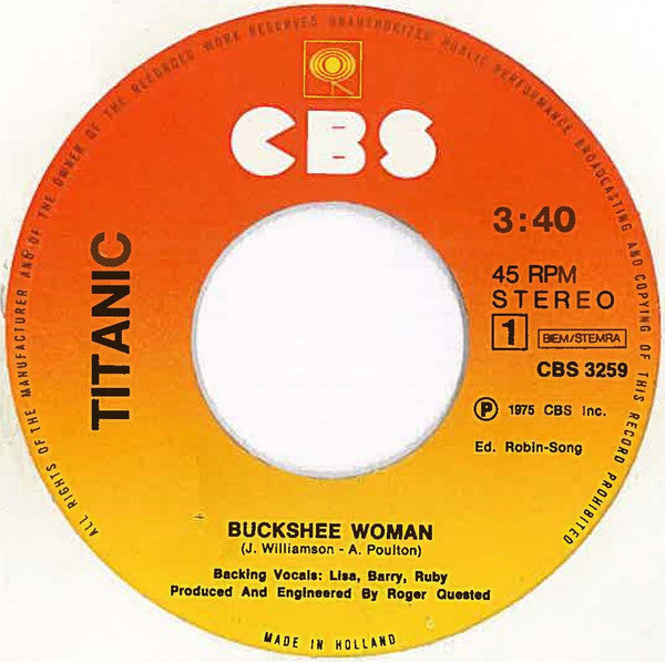 Titanic (3) : Buckshee Woman / Honky Vagrant (7", Single)