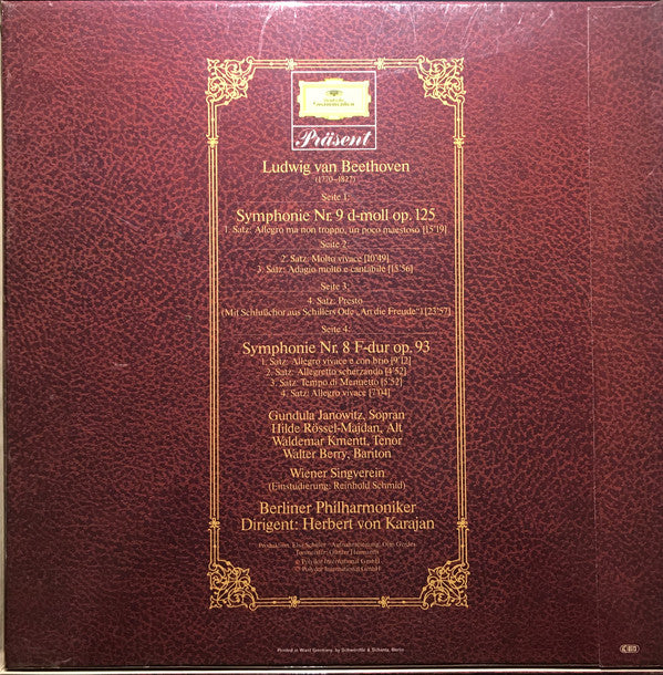 Ludwig van Beethoven / Berliner Philharmoniker, Herbert von Karajan : Symphonie Nr. 9 - Symphonie Nr. 8 (2xLP, RP + Box)