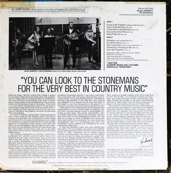 The Stonemans : In All Honesty (LP, Album)