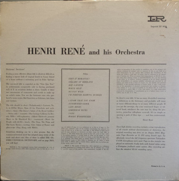 Henri René And His Orchestra : White Heat! (LP, Album)