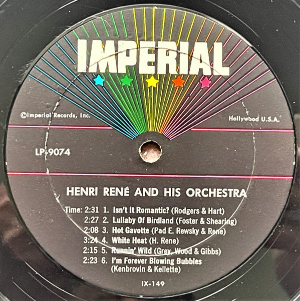 Henri René And His Orchestra : White Heat! (LP, Album)