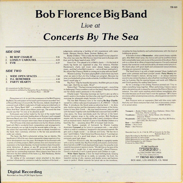 Bob Florence Big Band : Live At Concerts By The Sea (LP, Album, PCM)