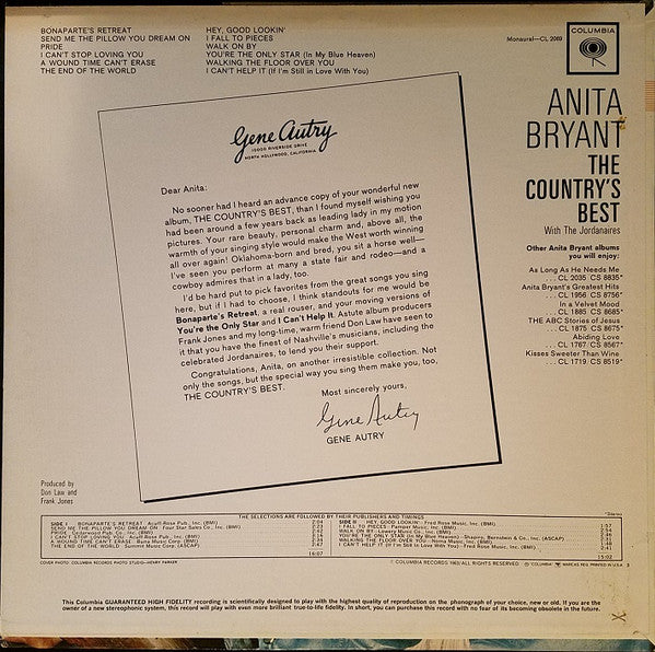 Anita Bryant : The Country's Best (LP, Mono)