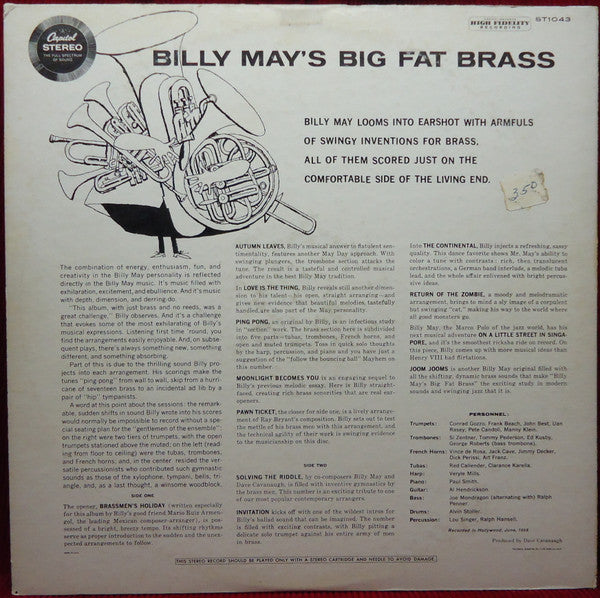 Billy May : Billy May's Big Fat Brass (LP, Album, RE)