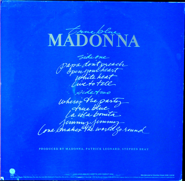 Madonna : True Blue (LP, Album, Club, Car)