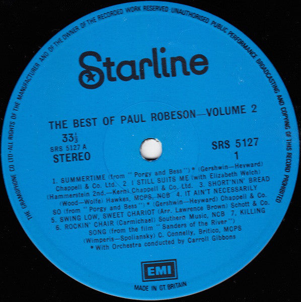 Paul Robeson : The Best Of Paul Robeson Volume 2 (LP, Comp)