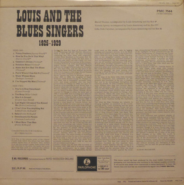 Louis Armstrong / Victoria Spivey / Hociel Thomas / Lillie Delk Christian : Louis & The Blues Singers 1925-1929 (LP, Comp)