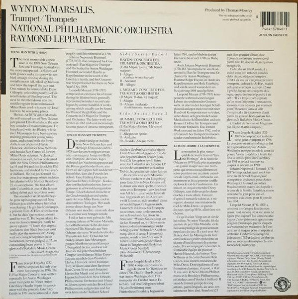 Wynton Marsalis, Joseph Haydn / Johann Nepomuk Hummel / Leopold Mozart, Raymond Leppard, National Philharmonic Orchestra : Trumpet Concertos (LP, Album)