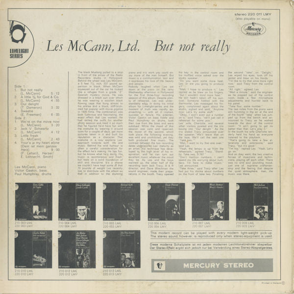 Les McCann Ltd. : But Not Really (LP, Album)