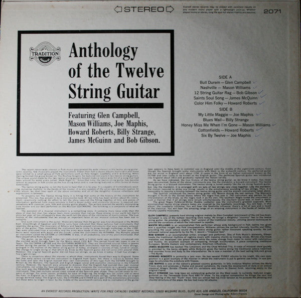 Various : Anthology Of The Twelve String Guitar (LP, Comp)