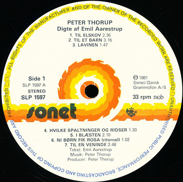 Peter Thorup : Digte Af Emil Aarestrup (LP, Album)