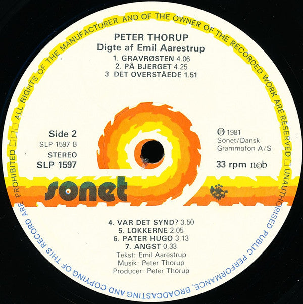 Peter Thorup : Digte Af Emil Aarestrup (LP, Album)