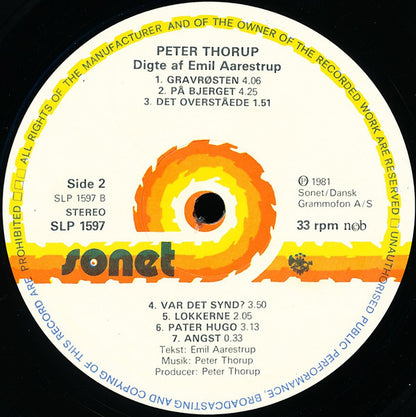 Peter Thorup : Digte Af Emil Aarestrup (LP, Album)