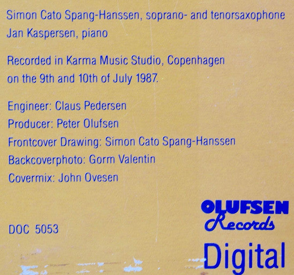 Simon Cato Spang-Hanssen & Jan Kaspersen Duo : Ten By Two (LP, Album, Dig)