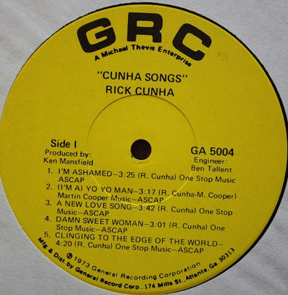 Rick Cunha : Cunha Songs (LP, Album)