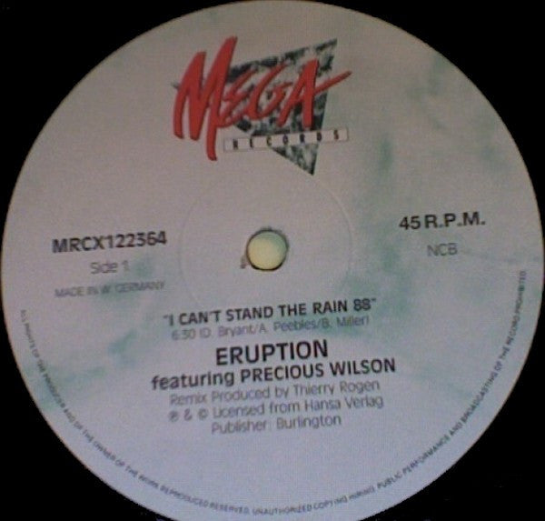 Eruption (4) Featuring Precious Wilson : I Can't Stand The Rain 88 (12", Maxi)