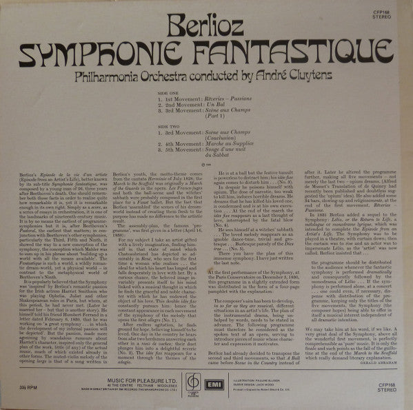 Hector Berlioz, Philharmonia Orchestra Conducted By André Cluytens : Symphonie Fantastique (LP, RE)