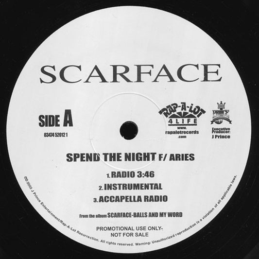 Scarface (3) : Spend The Night / Only Your Mother (12", Single, Promo)