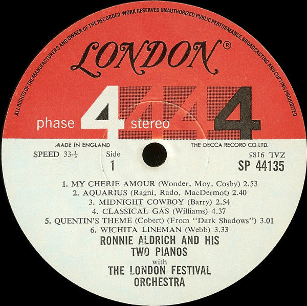 Ronnie Aldrich And His Two Pianos With The London Festival Orchestra : Destination Love (LP, Album, Gat)