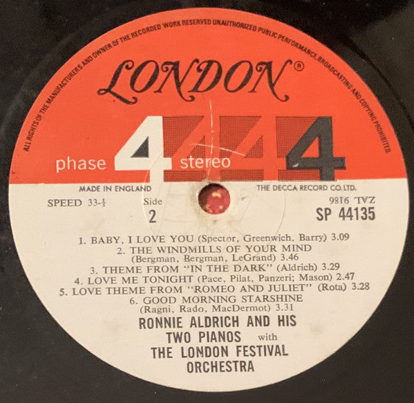 Ronnie Aldrich And His Two Pianos With The London Festival Orchestra : Destination Love (LP, Album, Gat)