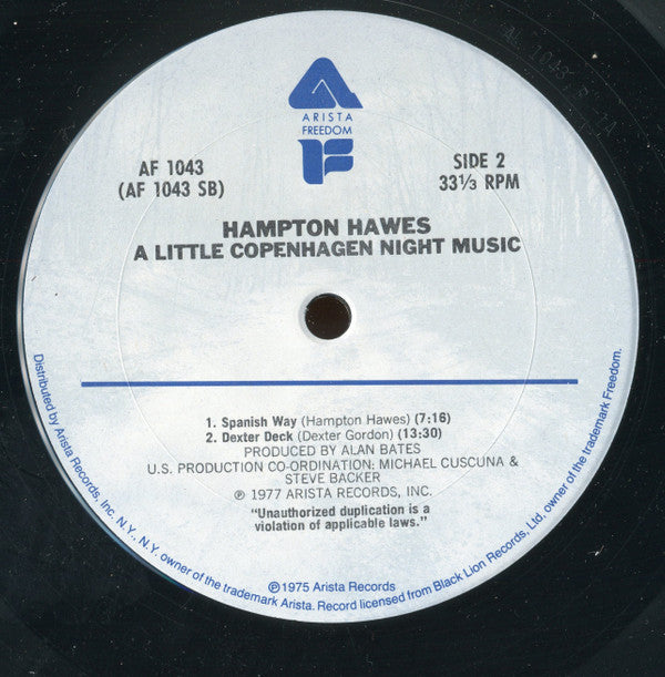 Hampton Hawes : A Little Copenhagen Night Music (LP, Album)