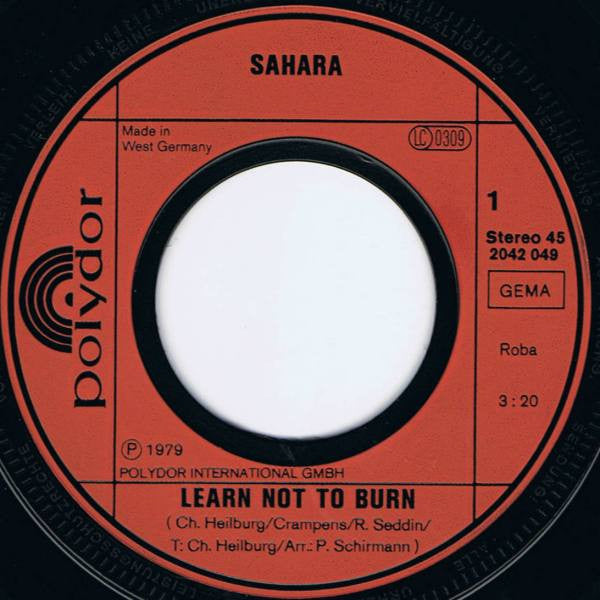 Sahara (14) : Learn Not To Burn (7", Single)