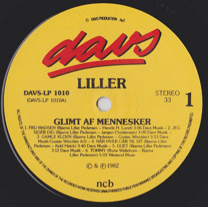 Bjarne "Liller" Pedersen : Glimt Af Mennesker (LP, Album)