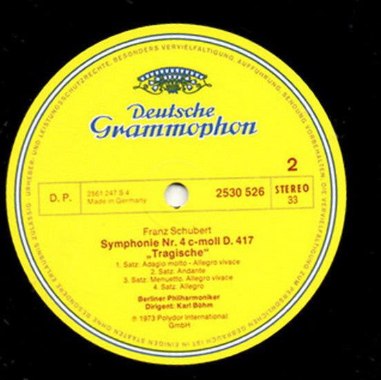 Franz Schubert / Berliner Philharmoniker, Karl Böhm : Symphonien Nr.3 • Nr.4 (LP)