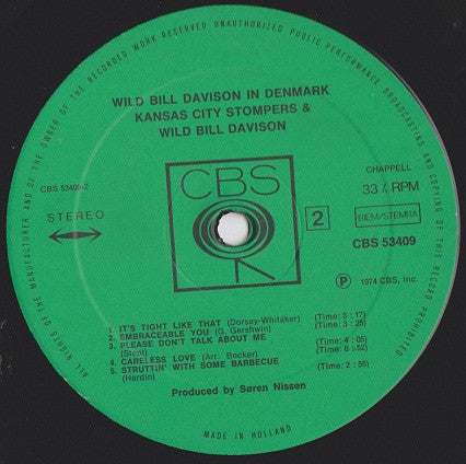 Wild Bill Davison With Kansas City Stompers : Wild Bill Davison In Copenhagen (LP)