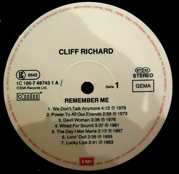 Cliff Richard : Remember Me (2xLP, Comp, Gat)