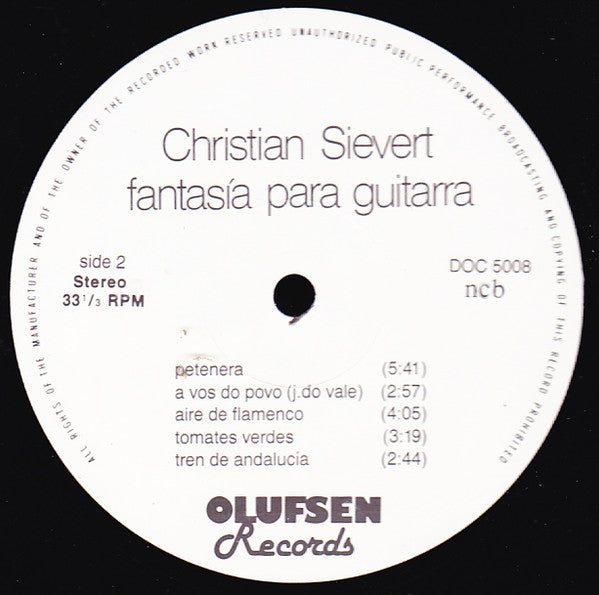 Christian Sievert : Fantasía Para Guitarra - (Diez Diferentes) (LP, Album)