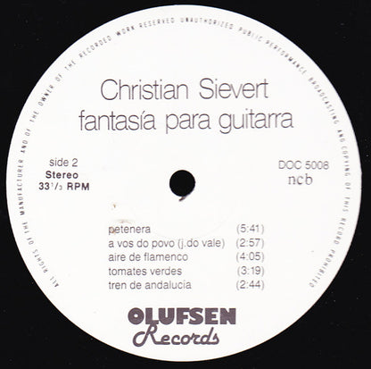 Christian Sievert : Fantasía Para Guitarra - (Diez Diferentes) (LP, Album)