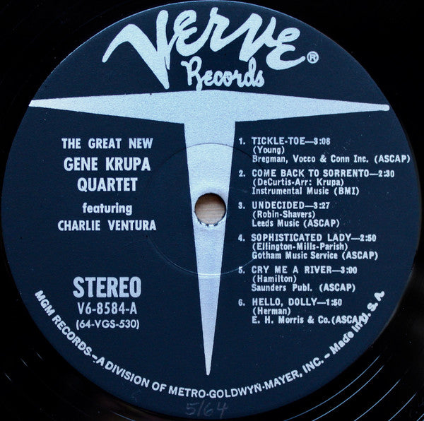 The Gene Krupa Quartet Featuring Charlie Ventura : The Great New Gene Krupa Quartet Featuring Charlie Ventura (LP, Album)