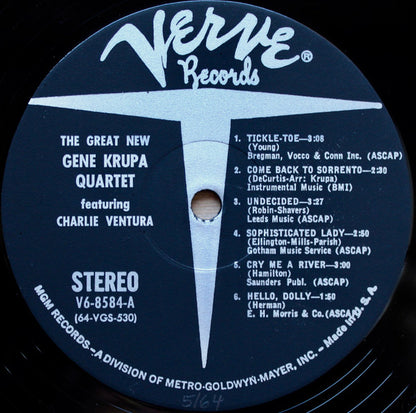 The Gene Krupa Quartet Featuring Charlie Ventura : The Great New Gene Krupa Quartet Featuring Charlie Ventura (LP, Album)